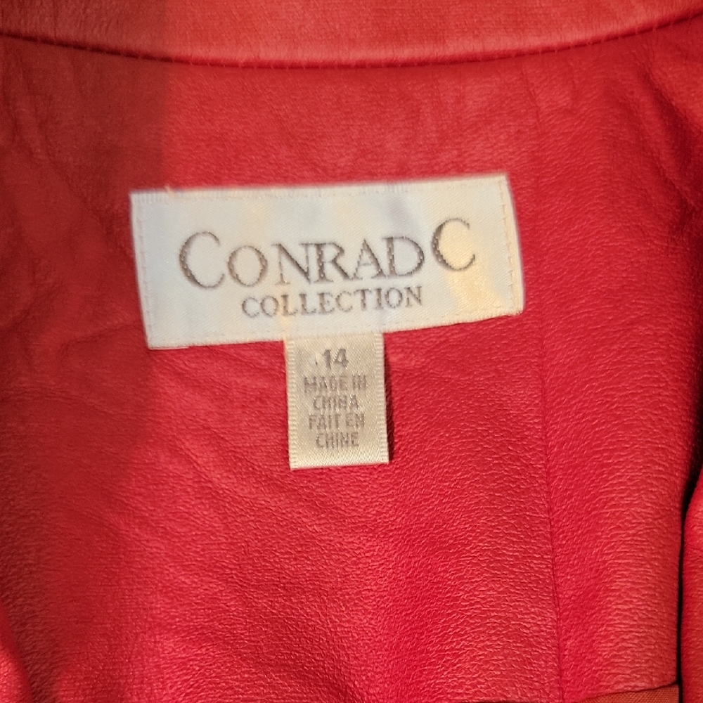 Conrad C Red Faux Leather Motorcycle Jacket - Picture 2 of 5
